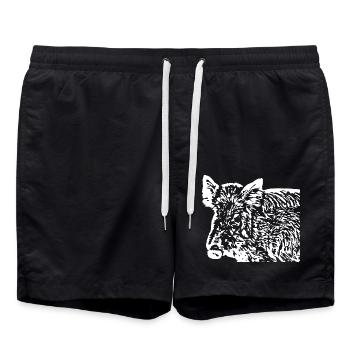 Wildschwein Wildsau Schwein Sau Schweine - Badeshorts - Schwarz - Vorne - AI Model Male 185 light (185cm)