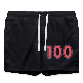 100. 100 YEARS. 100th ANNIVERSARY - Swim Trunks - black - Front - AI Model Male 185 light (185cm)