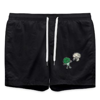 Erschrockener Brokkoli Blumenkohl - Badeshorts - Schwarz - Vorne - AI Model Male 185 light (185cm)