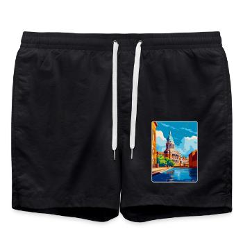 Nottingham Uk Vintage Reiseposter Souvenir WPA - Badeshorts - Schwarz - Vorne - AI Model Male 185 light (185cm)
