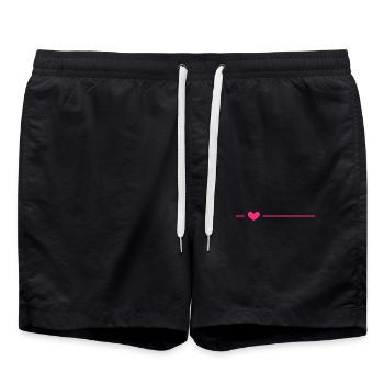 Linie Herz Rosa Strich Ornament Dekoration - Badeshorts - Schwarz - Vorne - AI Model Male 185 light (185cm)