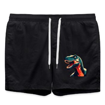 Dinosaurier Cartoon Figur Buntes Haustier Tier - Badeshorts - Schwarz - Vorne - AI Model Male 185 light (185cm)