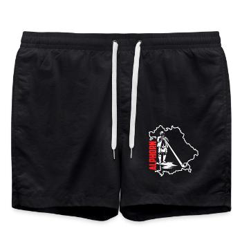 Schwungvolles Alphorn Blasmusik - Badeshorts - Schwarz - Vorne - AI Model Male 185 light (185cm)