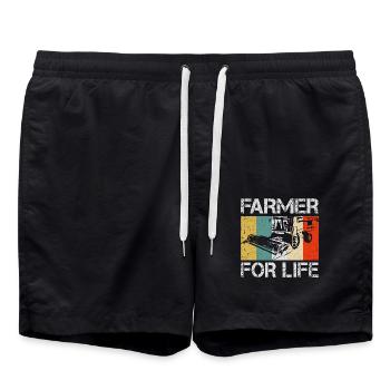 Farmer For Life - Mähdrescher Bauer - Badeshorts - Schwarz - Vorne - AI Model Male 185 light (185cm)