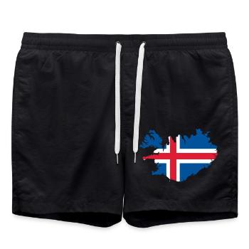 Island Flagge Landkarte - Badeshorts - Schwarz - Vorne - AI Model Male 185 light (185cm)