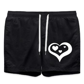 Großes Herz mit Kleinen Herzen - Badeshorts - Schwarz - Vorne - AI Model Male 185 light (185cm)