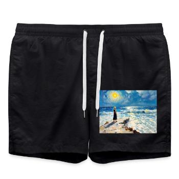 Sonnenpfad am Meeresrand - Badeshorts - Schwarz - Vorne - AI Model Male 185 light (185cm)