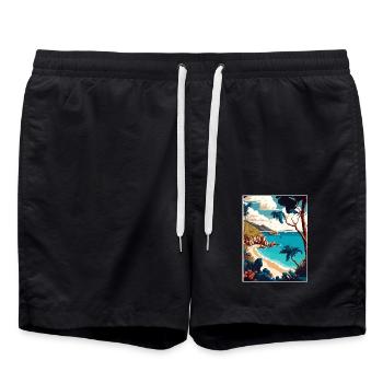 Britische Jungferninseln Vintage Reiseposter WPA - Badeshorts - Schwarz - Vorne - AI Model Male 185 light (185cm)