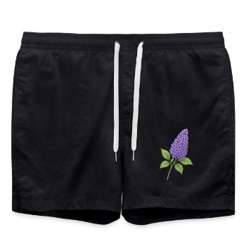 Fliederblüte – zarte Frühlingspracht - Badeshorts - Schwarz - Vorne - AI Model Male 185 light (185cm)