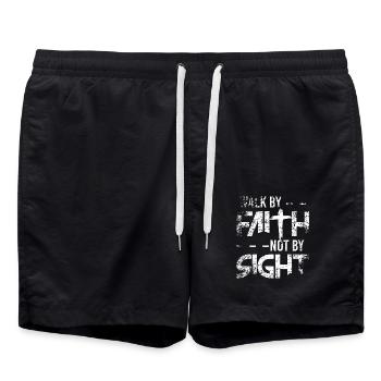 Walk By Faith Glaube Gläubig Religion Kirche Kreuz - Badeshorts - Schwarz - Vorne - AI Model Male 185 light (185cm)