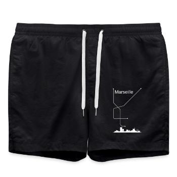 Marseille Stadt - Badeshorts - Schwarz - Vorne - AI Model Male 185 light (185cm)