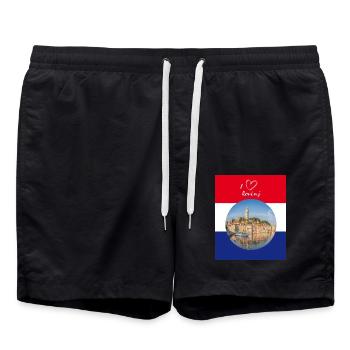 I Love Rovinj - Badeshorts - Schwarz - Vorne - AI Model Male 185 light (185cm)