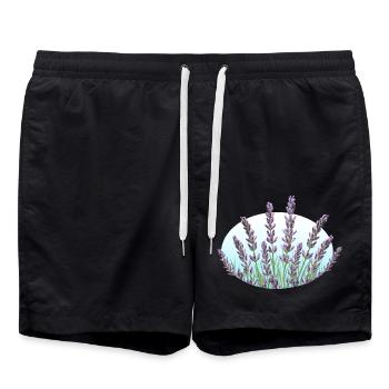 Lavendel Lavendelhalme Lavendelfeld - Badeshorts - Schwarz - Vorne - AI Model Male 185 light (185cm)