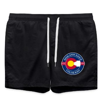 Highlands Ranch Colorado Flagge USA Souvenir Logo - Badeshorts - Schwarz - Vorne - AI Model Male 185 light (185cm)