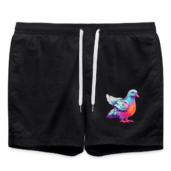 Taube buntes Aquarell Cartoon Kawaii Tier - Badeshorts - Schwarz - Vorne - AI Model Male 185 light (185cm)