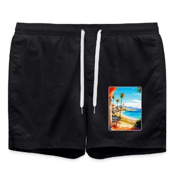 Costa Del Sol Spanien Vintage Reiseplakat Souvenir - Badeshorts - Schwarz - Vorne - AI Model Male 185 light (185cm)