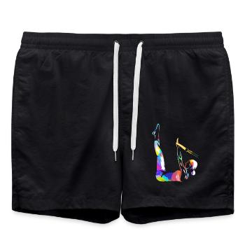 Geschmeidige Pilates Rumpfkraft - Badeshorts - Schwarz - Vorne - AI Model Male 185 light (185cm)