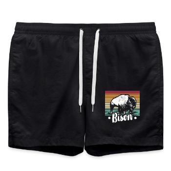Zotteliger Bison Steppenbewohner - Badeshorts - Schwarz - Vorne - AI Model Male 185 light (185cm)