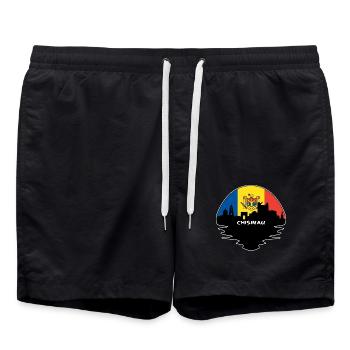 Chisinau Moldawien Flagge Skyline Silhouette Reisen - Badeshorts - Schwarz - Vorne - AI Model Male 185 light (185cm)