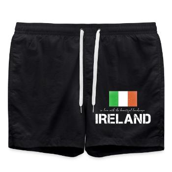 Ireland Irland irische Fahne - Badeshorts - Schwarz - Vorne - AI Model Male 185 light (185cm)