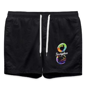 Druckvolles Sousaphon Blaskapelle - Badeshorts - Schwarz - Vorne - AI Model Male 185 light (185cm)