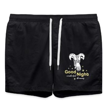 schafbock good night Schaf Schlafshirt - Badeshorts - Schwarz - Vorne - AI Model Male 185 light (185cm)