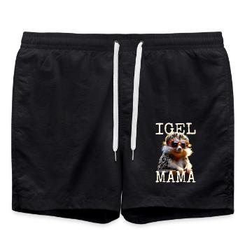 Igel Mama Mom Igelfrau Muttertag Igelmama Igel Mum - Badeshorts - Schwarz - Vorne - AI Model Male 185 light (185cm)