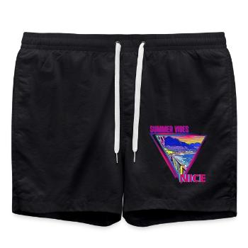 Sommerstimmung Nizza - Badeshorts - Schwarz - Vorne - AI Model Male 185 light (185cm)
