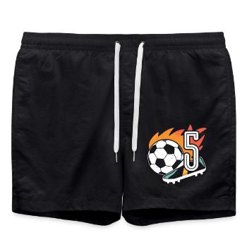 5. Geburtstag Fußballer Junge 5 Jahre Fußball - Badeshorts - Schwarz - Vorne - AI Model Male 185 light (185cm)