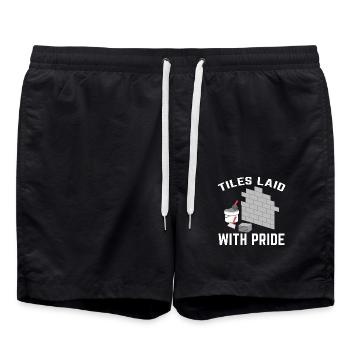 Fliesenleger Fliesensetzer Beruf Fugenleger Fliese - Badeshorts - Schwarz - Vorne - AI Model Male 185 light (185cm)