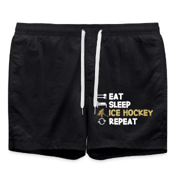Eat Sleep Ice Hockey Repeat - Badeshorts - Schwarz - Vorne - AI Model Male 185 light (185cm)