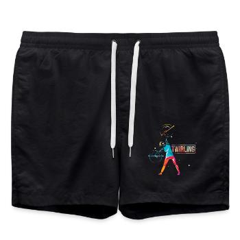 Feurige Stabturnerin Karnevalsumzug - Badeshorts - Schwarz - Vorne - AI Model Male 185 light (185cm)