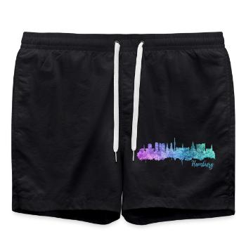 Hamburg Skyline - Badeshorts - Schwarz - Vorne - AI Model Male 185 light (185cm)