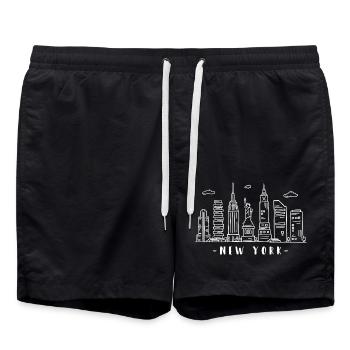 New York Skyline Statue de la Liberté NY USA - Short de bain - noir - Devant - AI Model Male 185 light (185cm)
