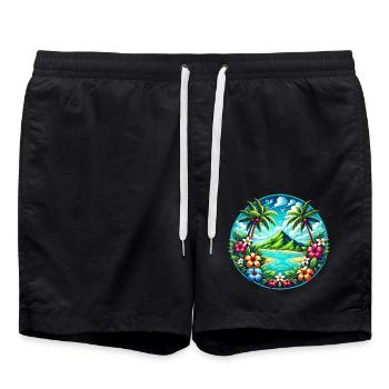 Logo de l’île des Caraïbes - Short de bain - noir - Devant - AI Model Male 185 light (185cm)