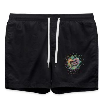 Karneval - Konfetti im Herzen - Fasnacht - Party - Badeshorts - Schwarz - Vorne - AI Model Male 185 light (185cm)