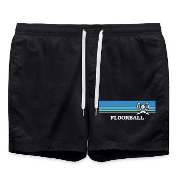 Floorball Unihockey Spiel Motiv Floorball Spieler - Badeshorts - Schwarz - Vorne - AI Model Male 185 light (185cm)
