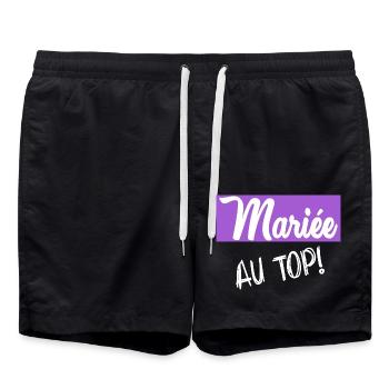 Junggesellinnenabschied. HOCHZEIT - Badeshorts - Schwarz - Vorne - AI Model Male 185 light (185cm)