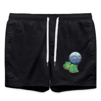 Wuchtiger Kilimanjaro Vulkankegel - Badeshorts - Schwarz - Vorne - AI Model Male 185 light (185cm)