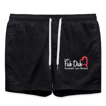 Mein Fick dich kommt von Herzen - Badeshorts - Schwarz - Vorne - AI Model Male 185 light (185cm)