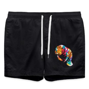 Gelassene Dugong Seegrasfresser - Badeshorts - Schwarz - Vorne - AI Model Male 185 light (185cm)