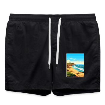 Valdes Halbinsel Argentinien Vintage Reiseposter - Badeshorts - Schwarz - Vorne - AI Model Male 185 light (185cm)