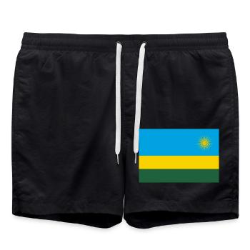 Ruanda – Flagge Sonnenaufgang blau-golden - Badeshorts - Schwarz - Vorne - AI Model Male 185 light (185cm)