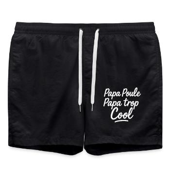 Papa Henne Papa zu cool - Badeshorts - Schwarz - Vorne - AI Model Male 185 light (185cm)