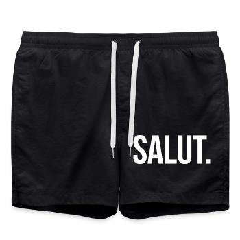 SALUT. - Schlicht und Aussagekräftig - Badeshorts - Schwarz - Vorne - AI Model Male 185 light (185cm)