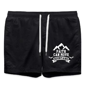 Faith Moves Mountains Emblem - Badeshorts - Schwarz - Vorne - AI Model Male 185 light (185cm)