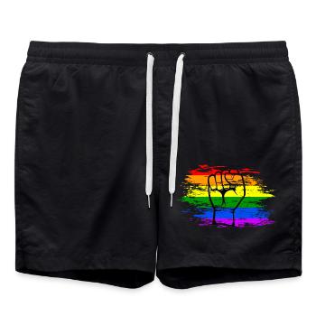 Regenbogen Flagge Faust used - Badeshorts - Schwarz - Vorne - AI Model Male 185 light (185cm)
