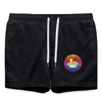 Badeente Badewanne Retro - Badeshorts - Schwarz - Vorne - AI Model Male 185 light (185cm)