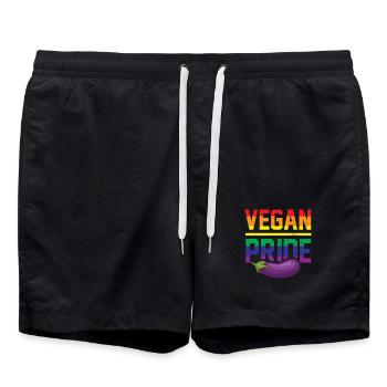 Vegan Pride Veganer LGBT Veganerin LGBTQ Pride - Badeshorts - Schwarz - Vorne - AI Model Male 185 light (185cm)