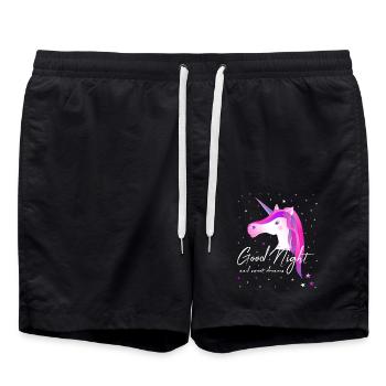 Einhorn good night Schlafshirt - Badeshorts - Schwarz - Vorne - AI Model Male 185 light (185cm)